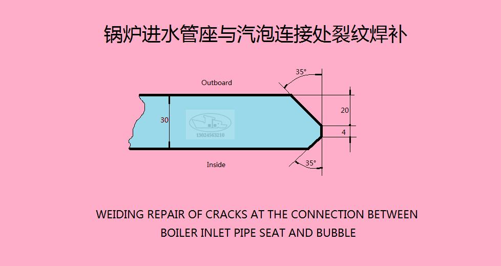 锅炉进水管座与汽泡链接处裂纹焊补